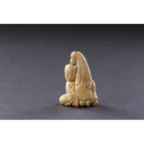 Japanese Ivory Netsuke of the Immortal Chokaro Sennin with his Magic Horse